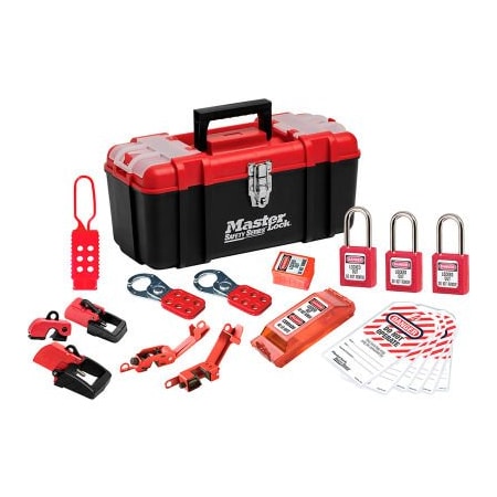 Master Lock Master Lock Lockout Toolbox, Basic Electrical Device Assortment, 3 Zenex Padlocks, Red 1457E410KABAS